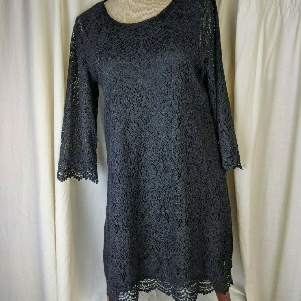 Black Lace Festival Dress 3/4 sleeve